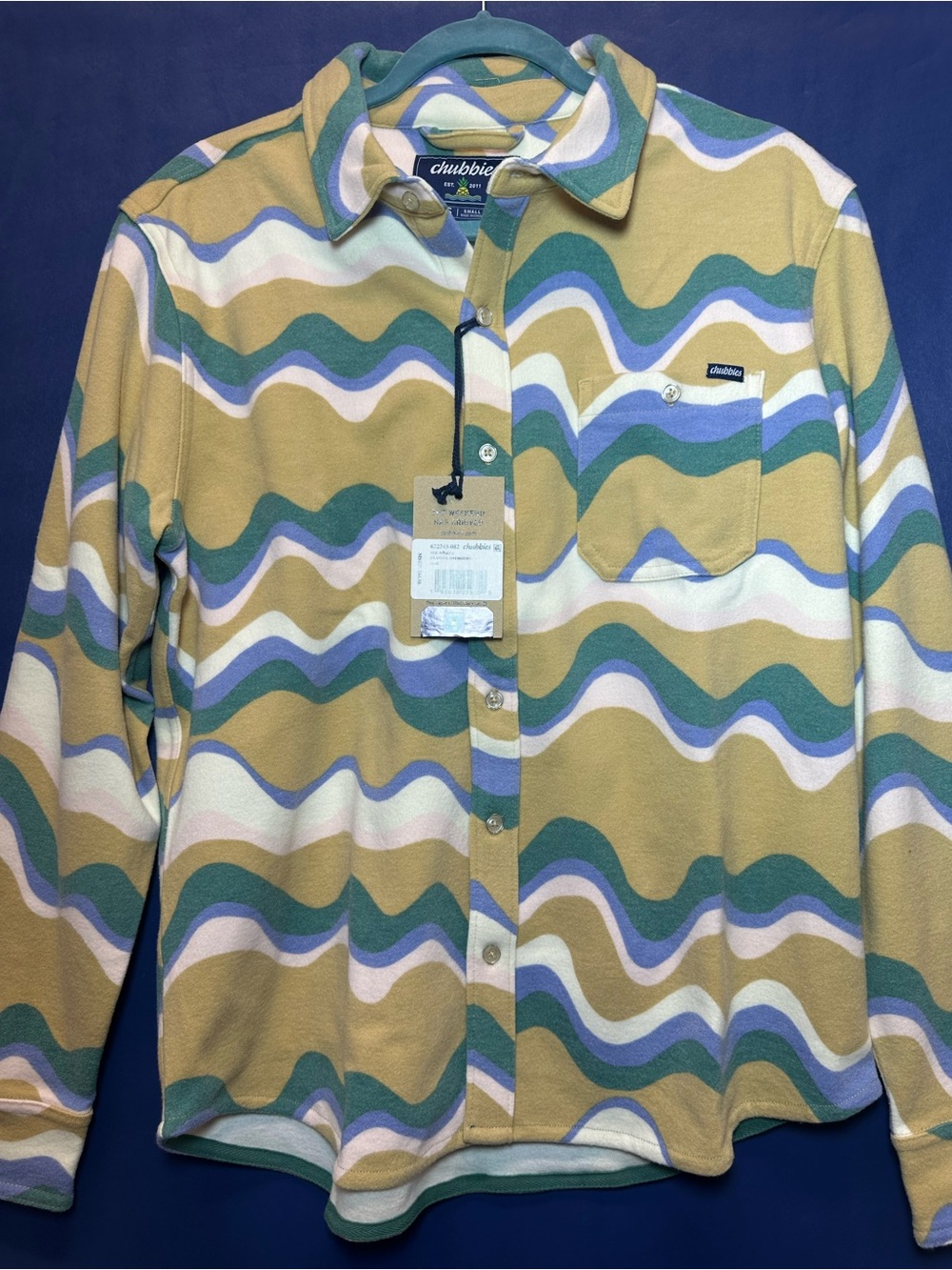 NWT Chubbies – The Wiggle (Flannel Overshirt) Wave Print - Size Small